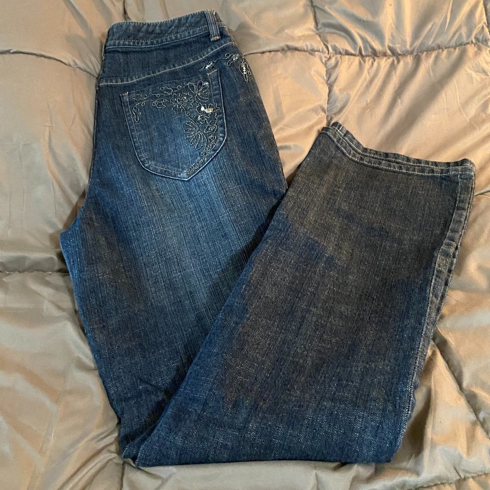 Chicos Platinum Jeans with Fancy Pockets~sz 0